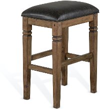 Rustic Brown Upholstered 30 Inch Bar Stool - Doe Valley