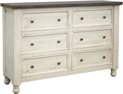 Farmhouse White and Gray Dresser - Stone