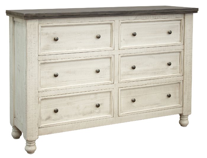 Stone Farmhouse White and Gray Dresser