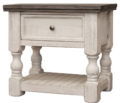 Farmhouse White and Gray Nightstand - Stone