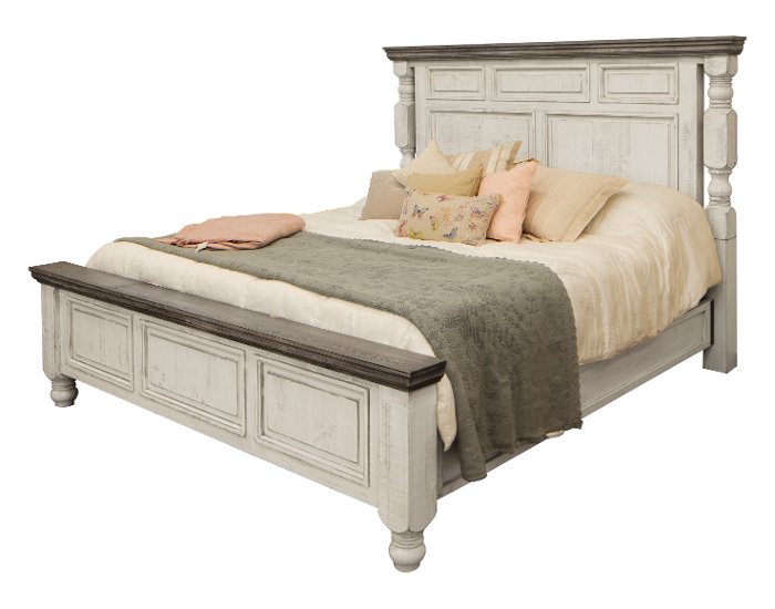Stone Farmhouse White and Gray King Size Bed