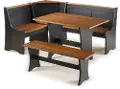 Black and Brown Corner Dining Room Set - Coastal