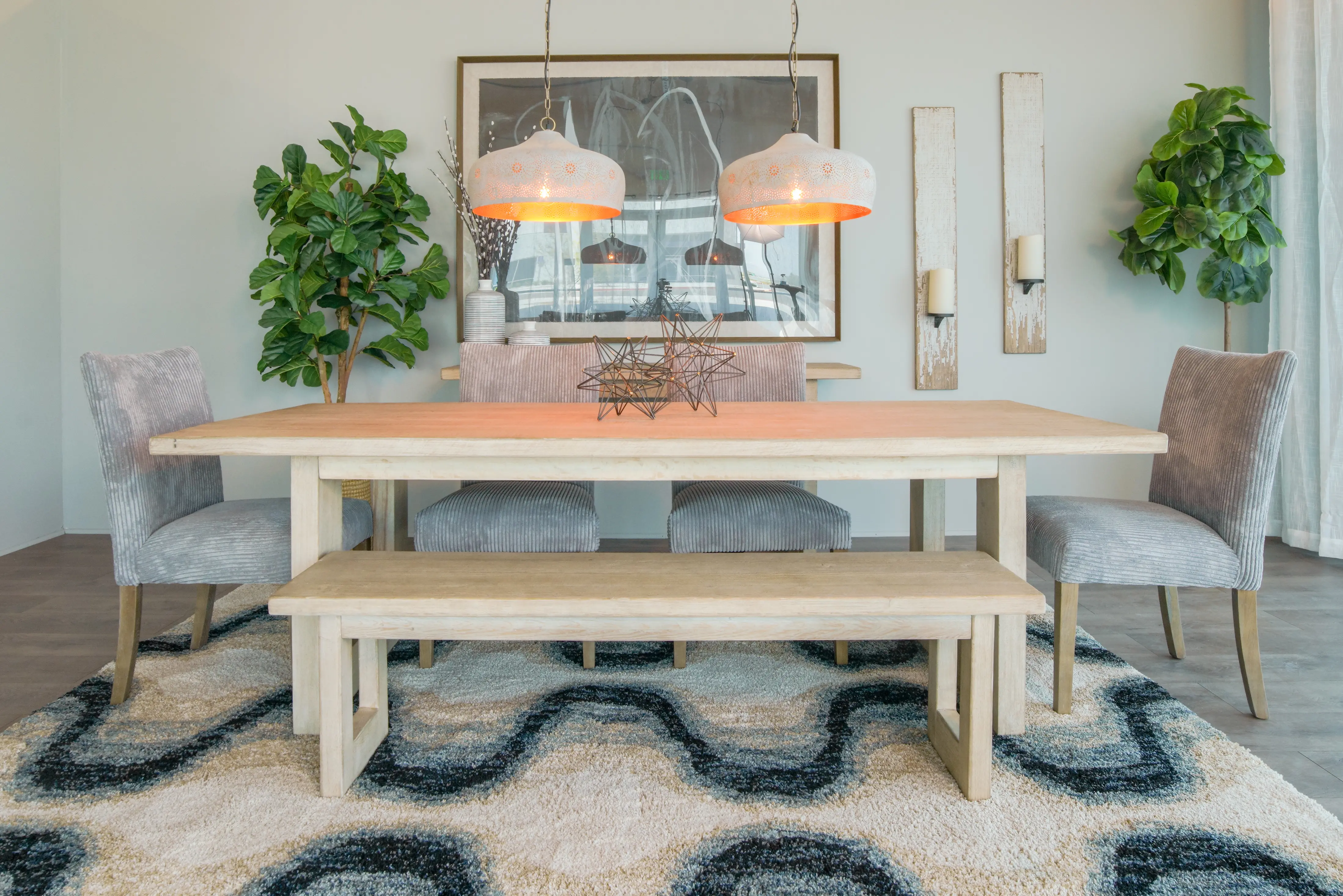 Contemporary Reclaimed Pine 6 Piece Dining Room Set - Sasha-2