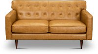 Mid Century Modern Caramel Leather Loveseat - Rosa
