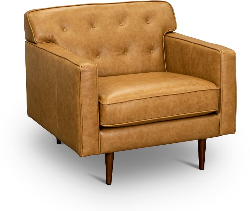 Mid Century Modern Caramel Leather Chair Rosa RC