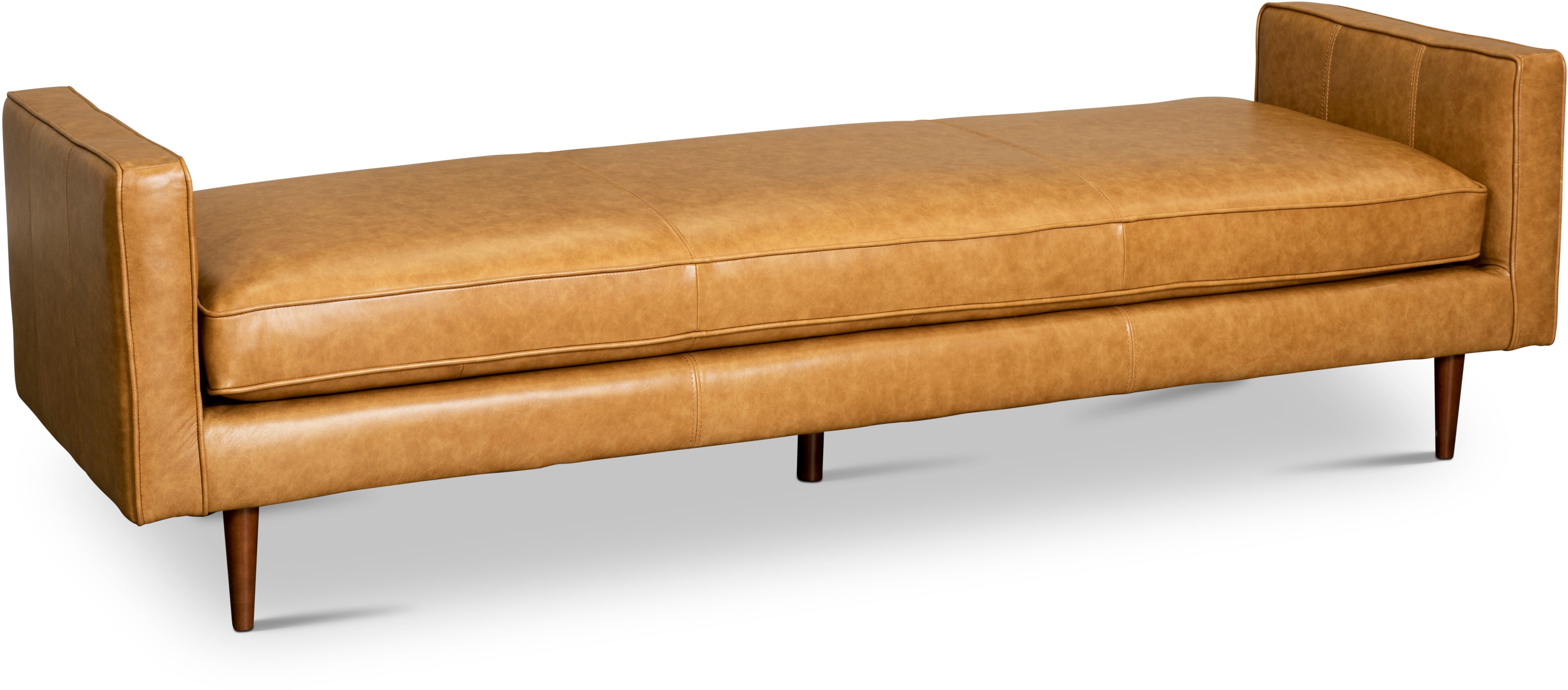 Rosa Mid Century Modern Caramel Leather Ottoman Bench-1
