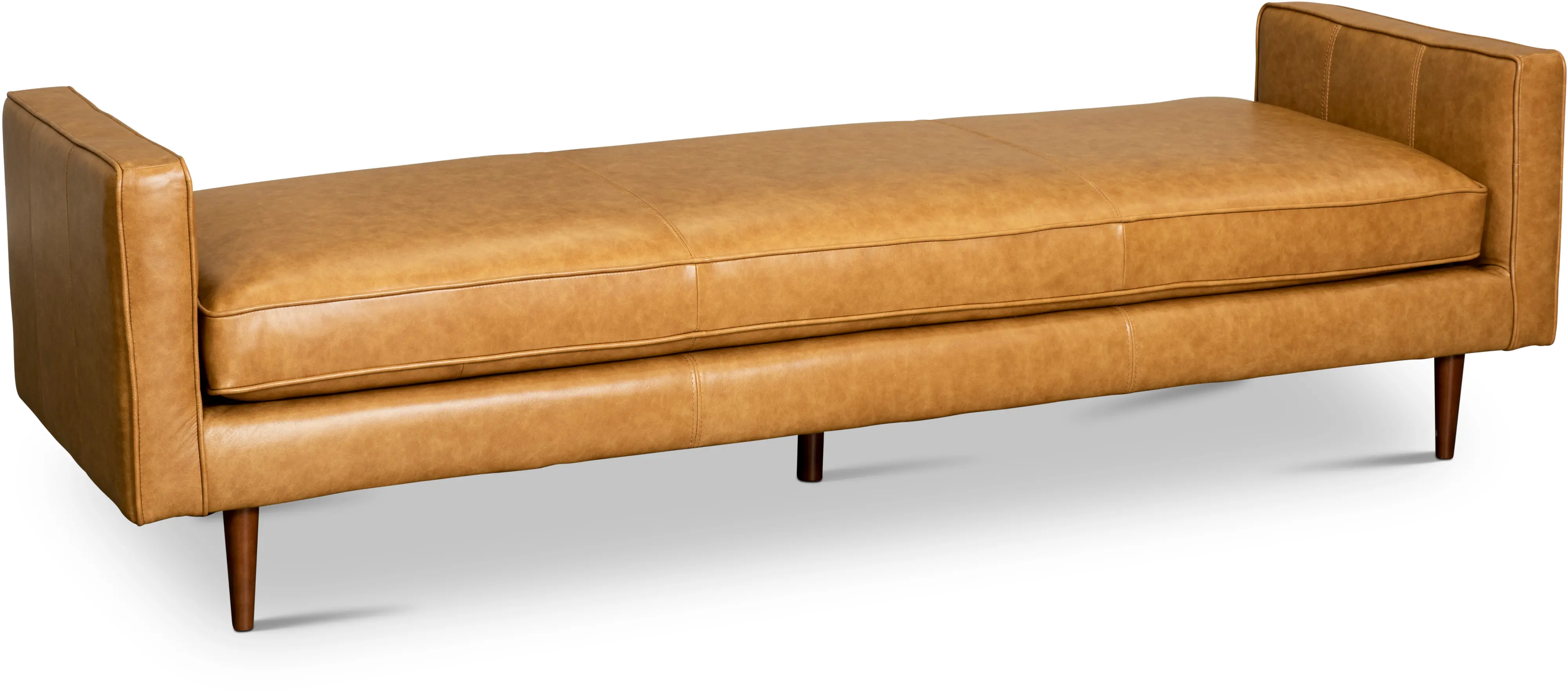 Rosa Mid Century Modern Caramel Leather Ottoman Bench-1