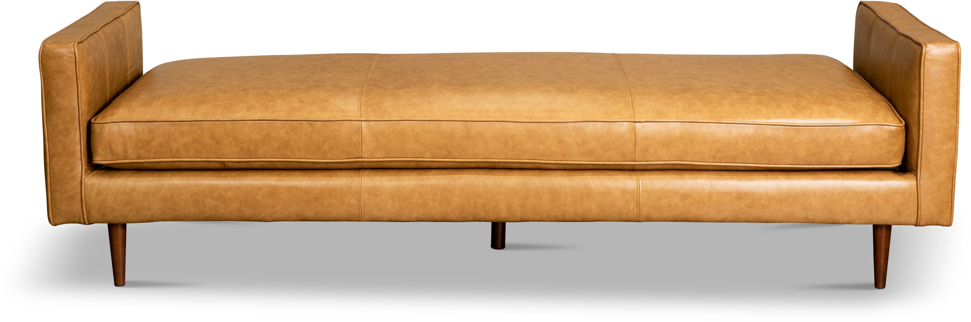 Rosa Mid Century Modern Caramel Leather Ottoman Bench-2