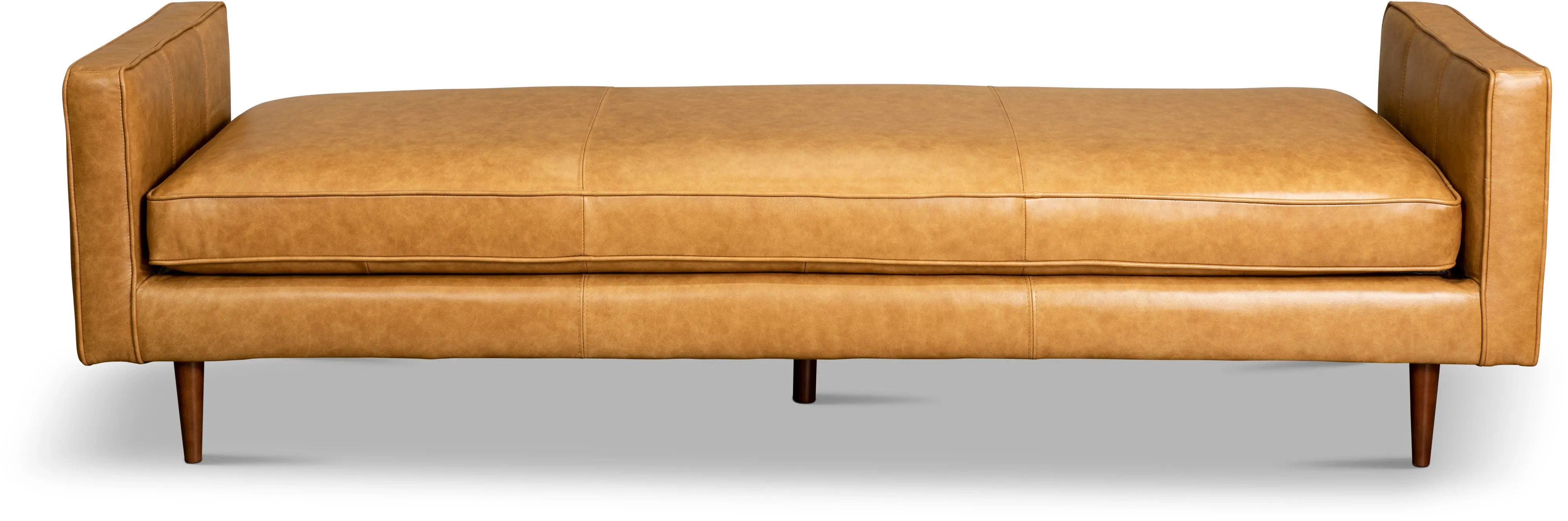 Rosa Mid Century Modern Caramel Leather Ottoman Bench-2