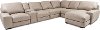 Cream Leather 7 Piece Sectional with RAF Chaise - Charlie