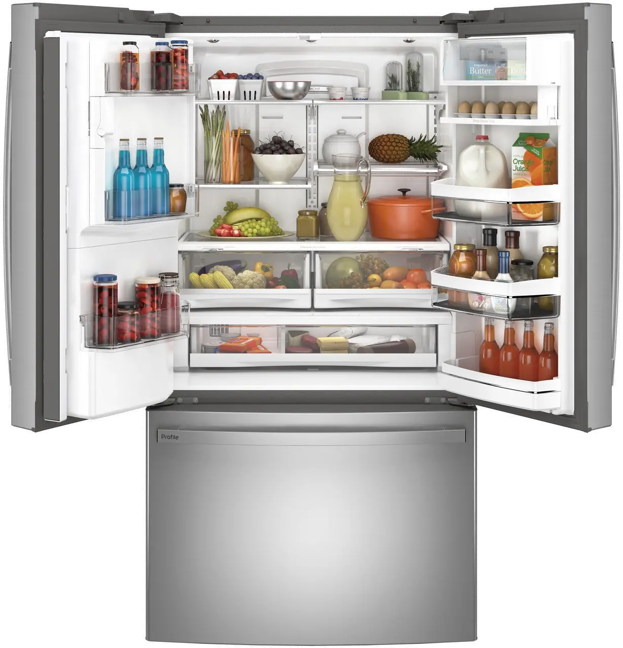 PYE22PYNFS GE Profile 22 cu ft French Door Refrigerator - Counter Depth Stainless Steel-2