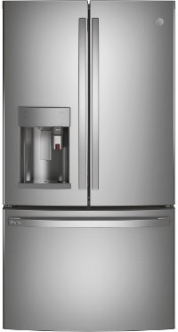 PYE22PYNFS GE Profile Counter Depth French Door Smart Refrigerator - 22 cu. ft., 36 Inch Fingerprint Resistant Stainless Steel
