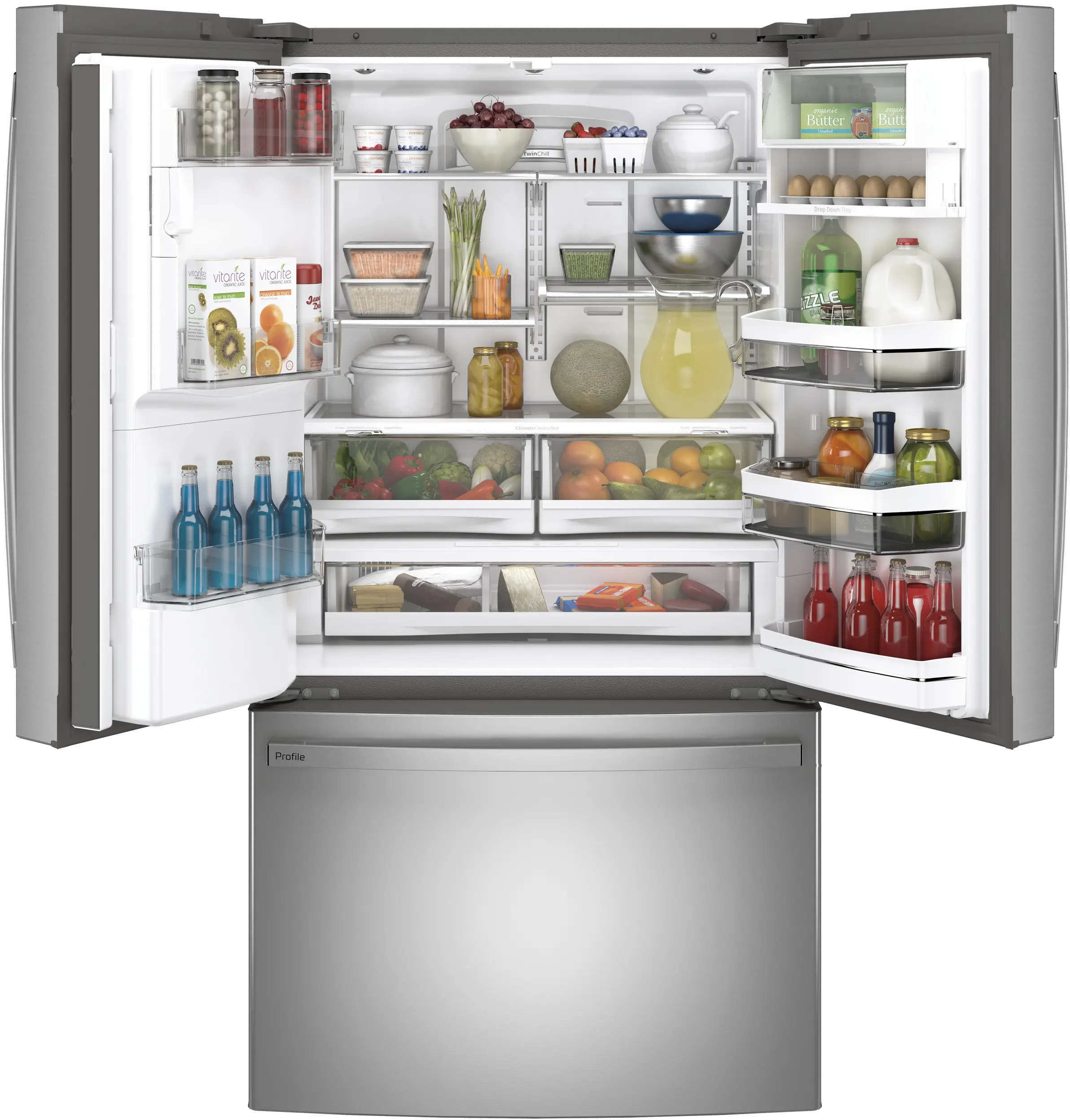 PYE22KYNFS GE Profile 22 cu ft French Door Refrigerator - Counter Depth Stainless Steel-2