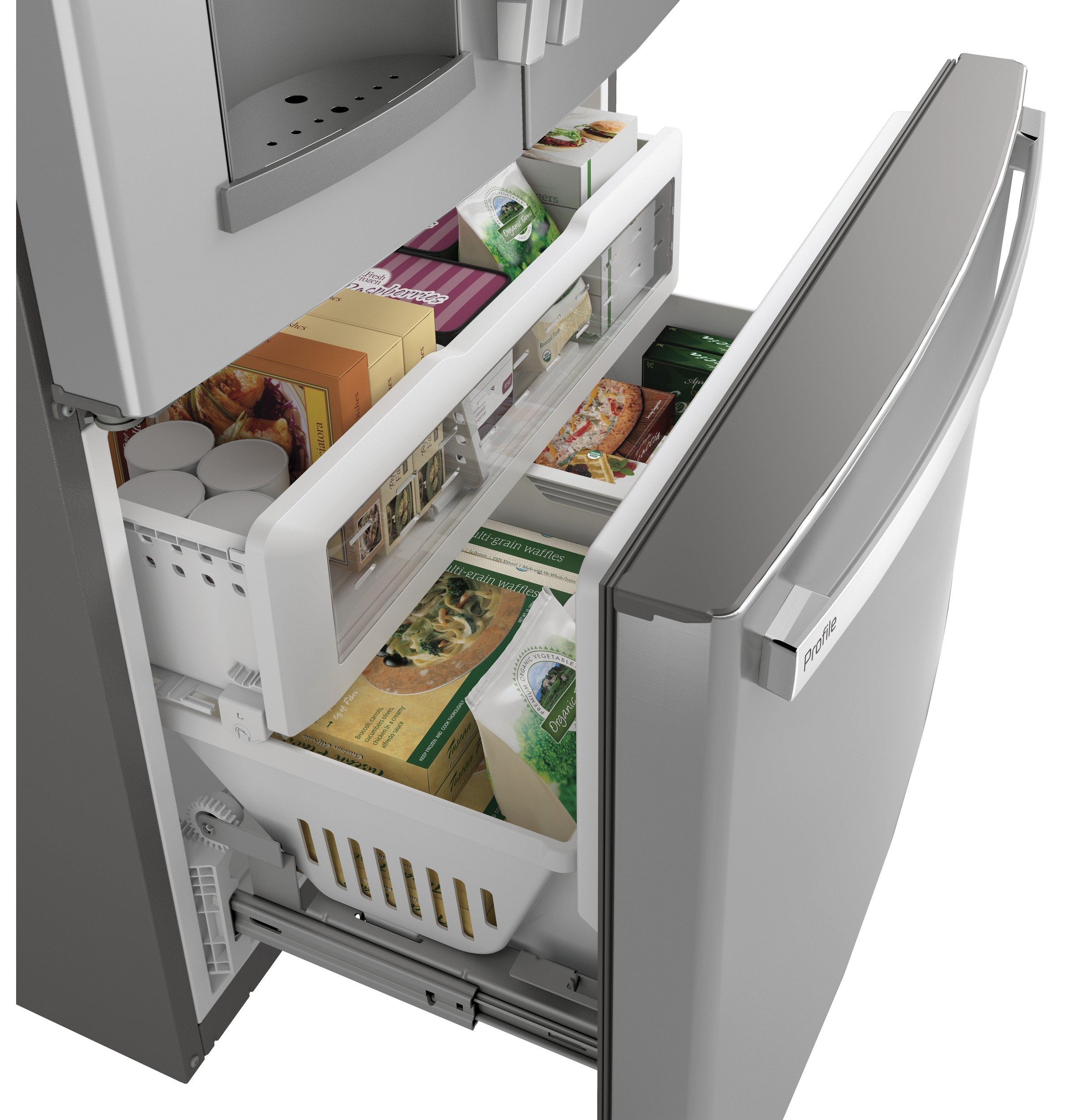 PYE22KYNFS GE Profile Counter Depth French Door Refrigerator - 22 cu. ft., 36 Inch Smudge Resistant Stainless Steel-5