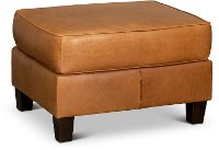 Contemporary Light Brown Leather Ottoman - Sidney