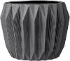 Matte Gray Stoneware Fluted Flower Pot