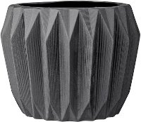 Matte Gray Stoneware Fluted Flower Pot