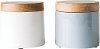 White or Gray 6 Inch Enamel Canister with Mango Wood Lid