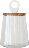 15 Inch Glass Jar with Mango Wood and Marble Lid