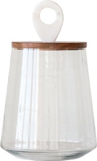 11 Inch Glass Jar with Mango Wood and Marble Lid