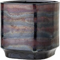 Dark Iridescent Stoneware Planter with Reactive Glaze