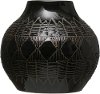 Black Etched Design Stoneware Vase