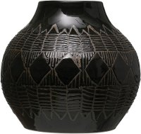 Black Etched Design Stoneware Vase