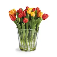 Multi Color Faux Dutch Tulip Arrangement in Clear Vase