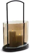 20 Inch Espresso Iron Hurricane with Bronze Luster Glass