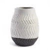 Clearance 11 Inch White and Slate Gray Glaze Ceramic Vase