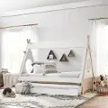Modern White and Pine Twin Teepee Bed with Trundle