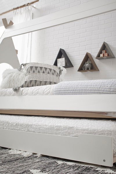Modern White and Pine Twin Teepee Bed with Trundle-4
