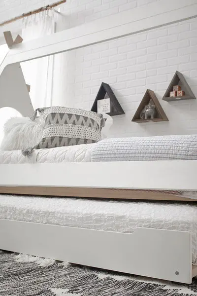 Modern White and Pine Twin Teepee Bed with Trundle-4