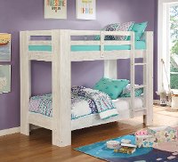 Contemporary White Twin-over-Twin Bunk Bed - Kai-2
