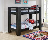Contemporary Black Twin-over-Twin Bunk Bed - Kai