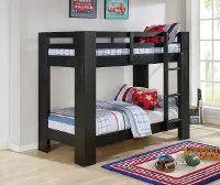 Contemporary Black Twin-over-Twin Bunk Bed - Kai