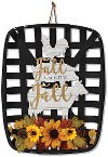 19 Inch Harvest Black Basket Wall Decor with Floral Accent