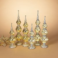 Assorted 18 Inch Light Up Distressed Gold Mercury Glass Finial