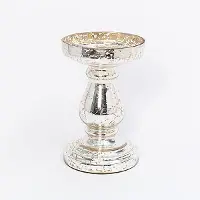 10 Inch Distressed Gold Mercury Glass Candle Holder