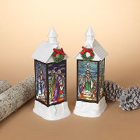 Assorted White Lighted Spinning Water Globe with Nativity