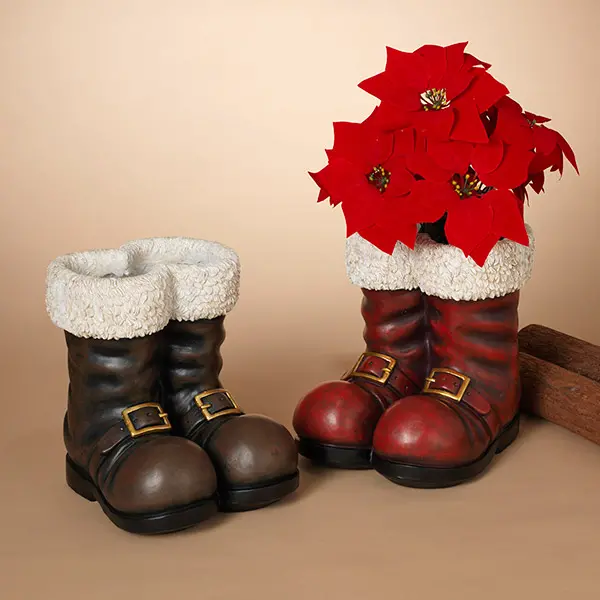 Assorted Red, Off White, Brown Santa Boot Container-1