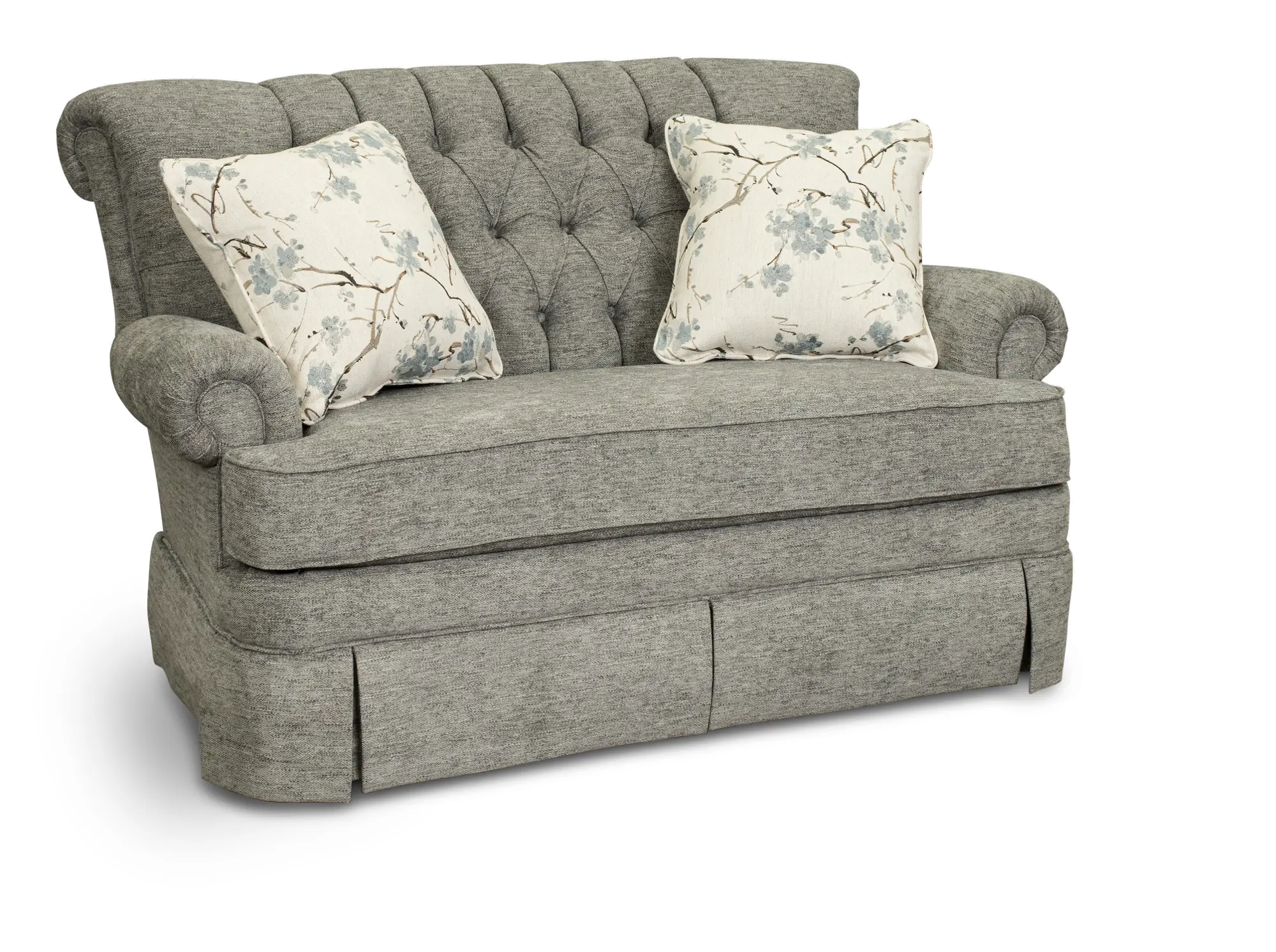 Traditional Gray Glider Settee with 2 Throw Pillows - Fernwood-1