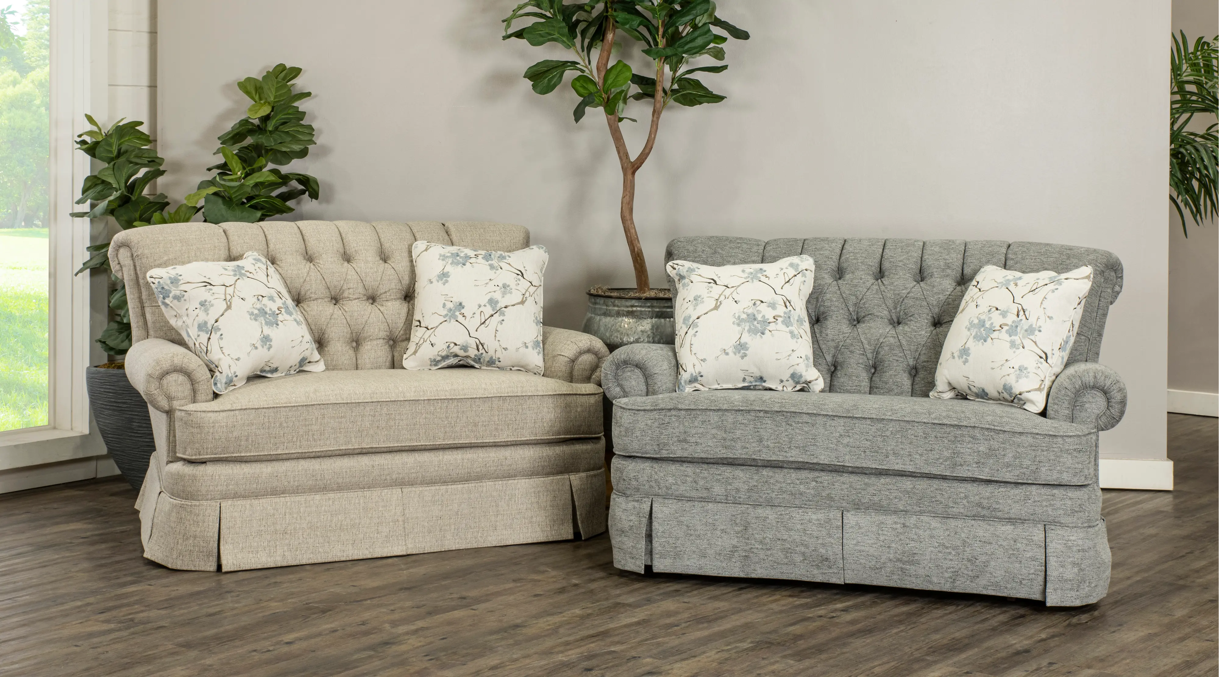 Traditional Gray Glider Settee with 2 Throw Pillows - Fernwood-2