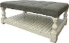 Whitewash Country Coffee Table with Fabric Top - Stone