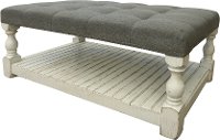 Whitewash Country Coffee Table with Fabric Top - Stone