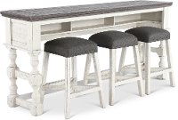 Stone White Wash Console Table with 3 Stools-1