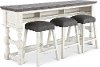 White Wash Sofa Bar with 3 Stools - Stone