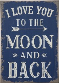 Blue MDF I Love You To The Moon Wall Decor