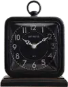 Contemporary Black and Pewter Tabletop Clock