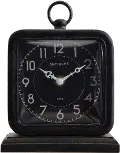 DA5692/BLKCLOCK Contemporary Black and Pewter Tabletop Clock